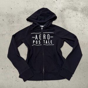 VTG Aeropostale Zip-Up Hoodie – Y2K – Women’s Medium black